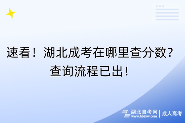 速看！湖北成考在哪里查分数？查询流程已出！