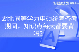 湖北同等学力申硕统考备考期间，知识点每天都要背吗？