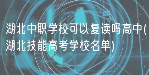 湖北中职学校可以复读吗高中(湖北技能高考学校名单)