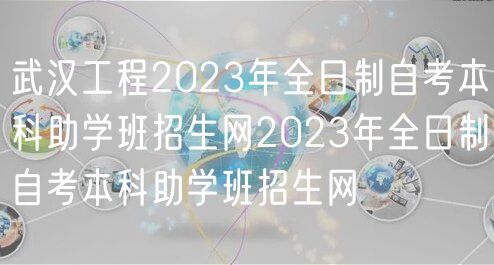 武汉工程2023年全日制自考本科助学班招生网2023年全日制自考本科助学班招生网