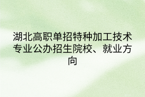 湖北高职单招特种加工技术专业公办招生院校、就业方向