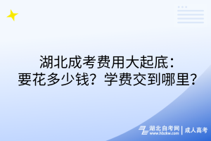 湖北成考费用大起底：要花多少钱？学费交到哪里？