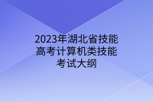 2023年湖北省技能高考计算机类技能考试大纲