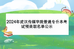 2024年武汉传媒学院普通专升本考试预录取名单公示