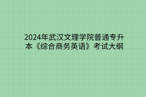 2024年武汉文理学院普通专升本《综合商务英语》考试大纲