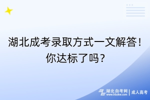 湖北成考录取方式一文解答！你达标了吗？