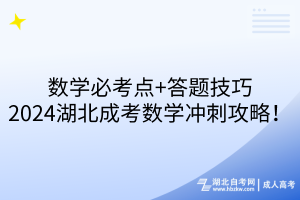 数学必考点+答题技巧！2024湖北成考数学冲刺攻略