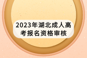 2023年湖北成人高考报名资格审核