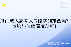 荆门成人高考大专能学到东西吗？体验与价值深度剖析！