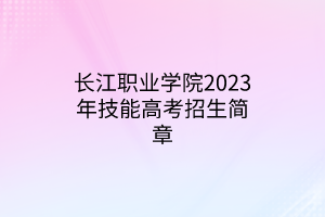 长江职业学院2023年技能高考招生简章