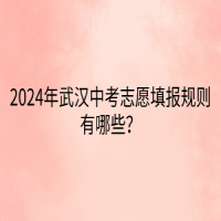 2024年武汉中考志愿填报规则有哪些？