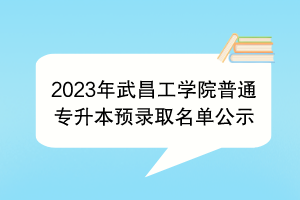 2023年武昌工学院普通专升本预录取名单公示