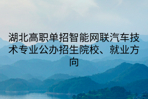 湖北高职单招智能网联汽车技术专业公办招生院校、就业方向