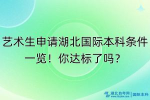 艺术生申请湖北国际本科条件一览！你达标了吗？