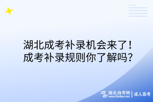 湖北成考补录机会来了！成考补录规则你了解吗？