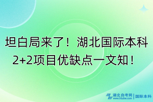 坦白局来了！湖北国际本科2+2项目优缺点一文知！