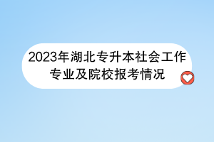 2023年湖北专升本社会工作专业及院校报考情况