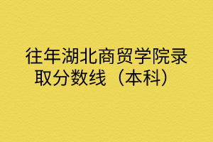 往年湖北商贸学院录取分数线（本科）