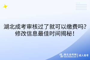 湖北成考审核过了就可以缴费吗？修改信息最佳时间揭秘！