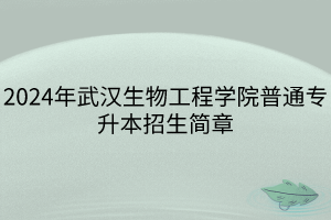 2024年武汉生物工程学院普通专升本招生简章