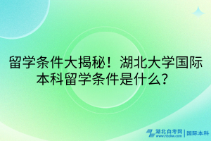 留学条件大揭秘！湖北大学国际本科留学条件是什么？