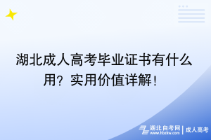 湖北成人高考毕业证书有什么用？实用价值详解！