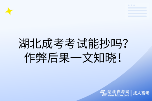 湖北成考考试能抄吗？作弊后果一文知晓！