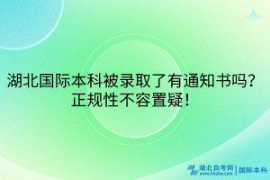 湖北国际本科被录取了有通知书吗？正规性不容置疑！