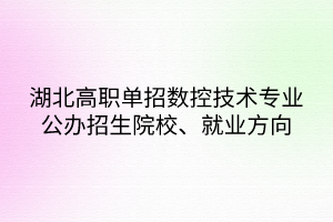 湖北高职单招数控技术专业公办招生院校、就业方向