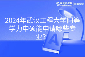 2024年武汉工程大学同等学力申硕能申请哪些专业？