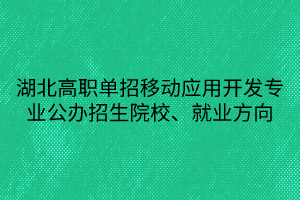 湖北高职单招移动应用开发专业公办招生院校、就业方向