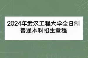 2024年武汉工程大学全日制普通本科招生章程