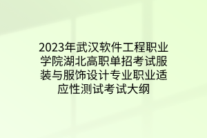 2023年武汉软件工程职业学院湖北高职单招考试服装与服饰设计专业职业适应性测试考试大纲