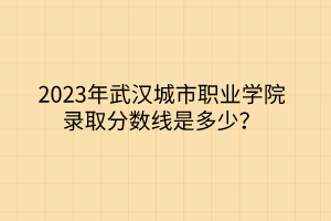 2023年武汉城市职业学院录取分数线是多少？