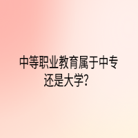 中等职业教育属于中专还是大学？