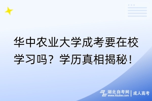 华中农业大学成考要在校学习吗？学历真相揭秘！