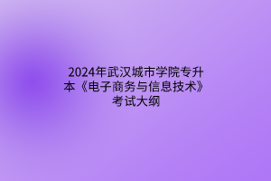 2024年武汉城市学院专升本《电子商务与信息技术》考试大纲