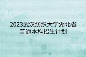 2023武汉纺织大学湖北省普通本科招生计划