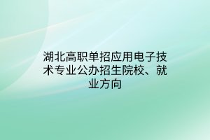 湖北高职单招应用电子技术专业公办招生院校、就业方向