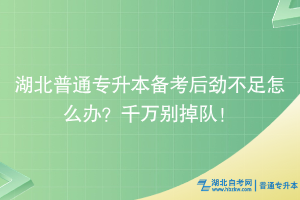 湖北普通专升本备考后劲不足怎么办？千万别掉队！