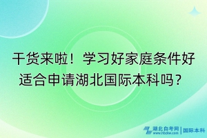 干货来啦！学习好家庭条件好适合申请湖北国际本科吗？