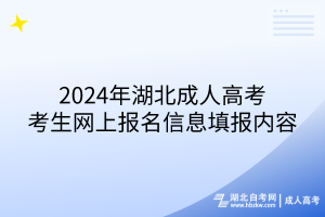 2024年湖北成人高考考生网上报名信息填报内容