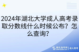 2024年湖北大学成人高考录取分数线什么时候公布？怎么查询？