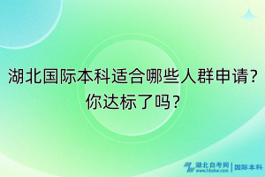 湖北国际本科适合哪些人群申请？你达标了吗？