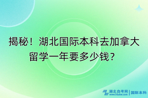 揭秘！湖北国际本科去加拿大留学一年要多少钱？