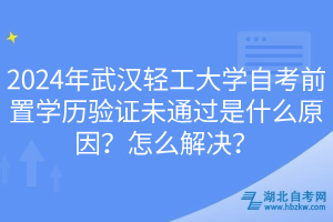 2024年武汉轻工大学自考前置学历验证未通过是什么原因？怎么解决？