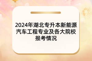 2024年湖北专升本新能源汽车工程专业及院校报考情况