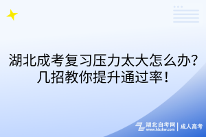 湖北成考复习压力太大怎么办？几招教你提升通过率！