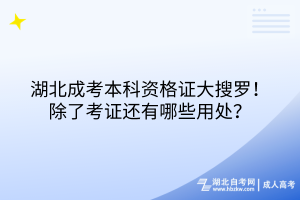 湖北成考本科资格证大搜罗！除了考证还有哪些用处？