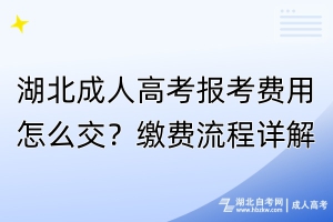 湖北成人高考报考费用怎么交？缴费流程详解！